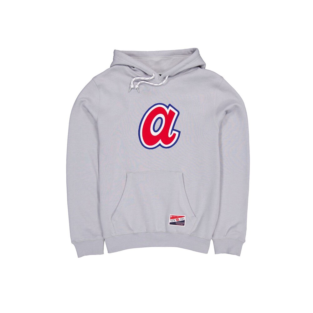 New Era Atlanta Braves Throwback Gray Hoodie - Size L